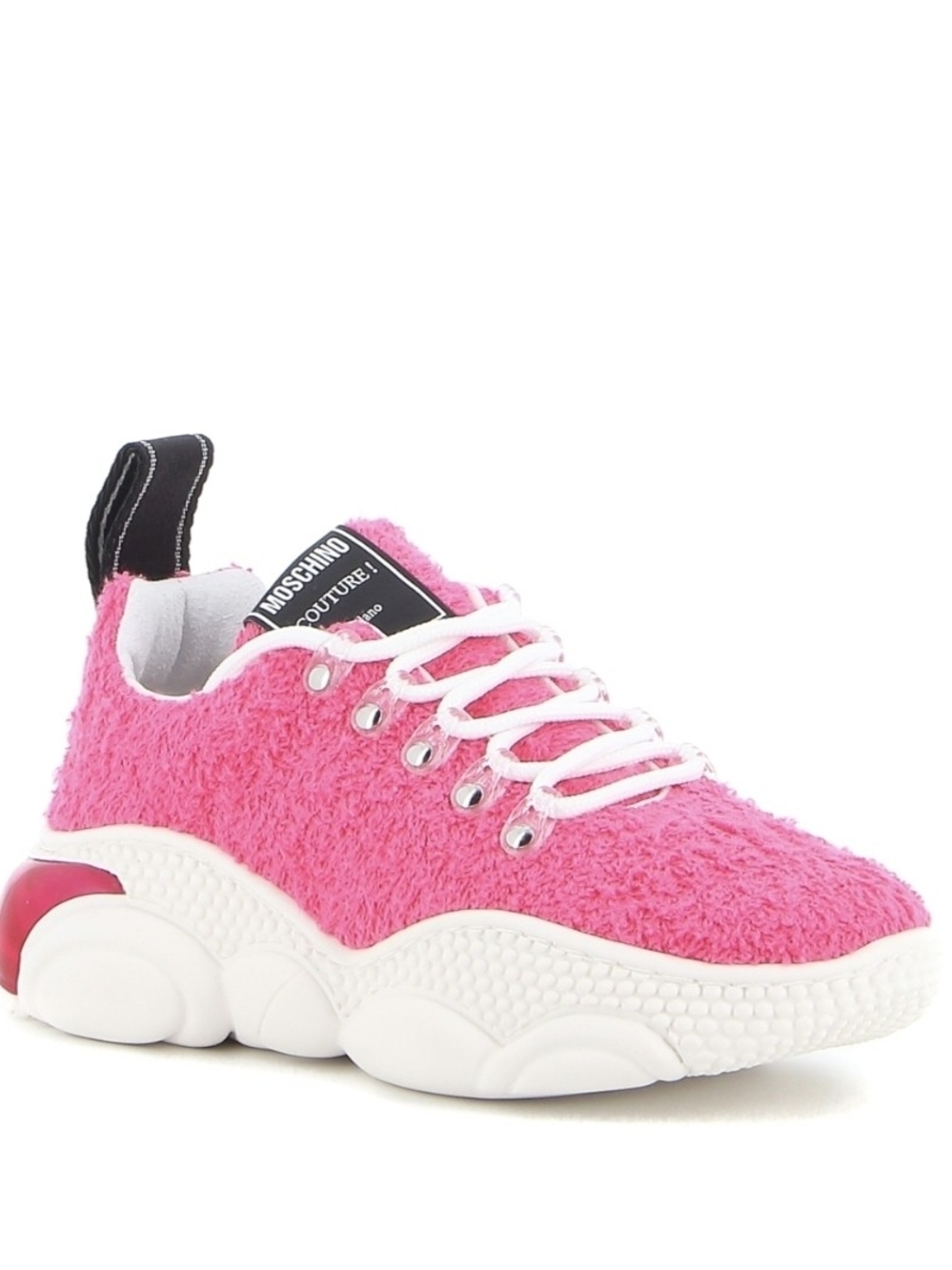 Moschino Pink Fuzzy Teddy Sole Bubble Terrycloth Sneakers FULL INCL SZ IT 37 US6